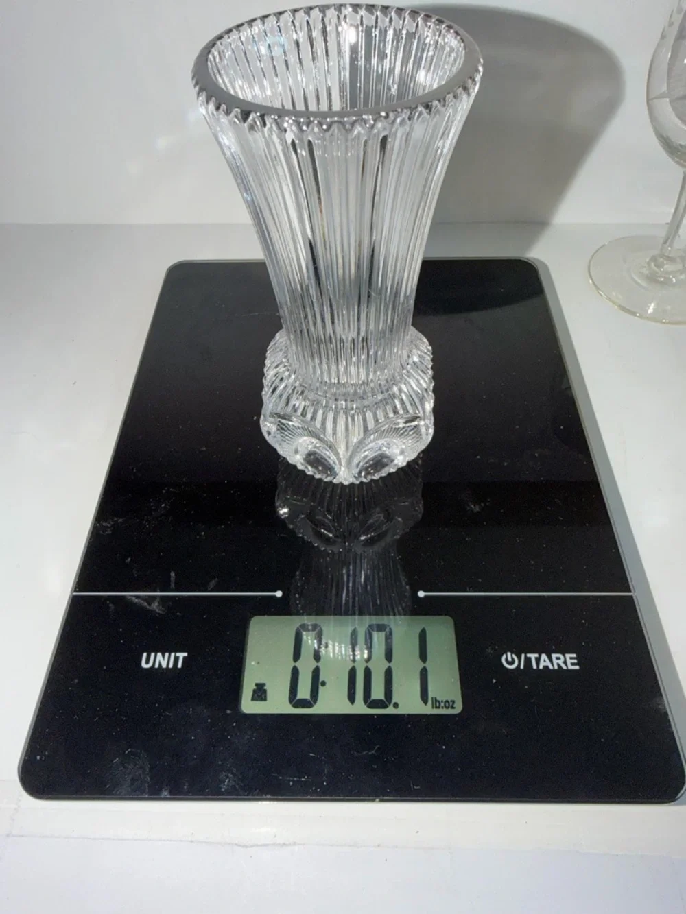 Vintage Clear Pressed Glass Bud Vase - Fluted Ribbed Design - 4.75